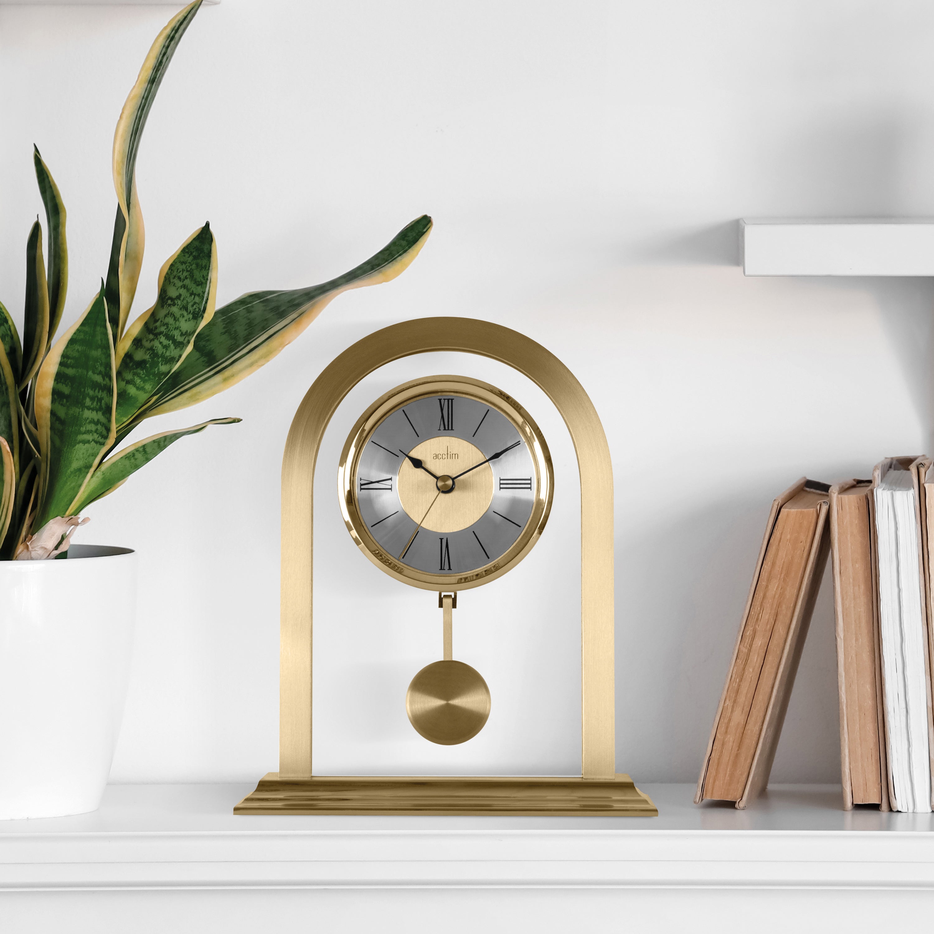 Acctim Colney Pendulum Quartz Mantel Clock Gold