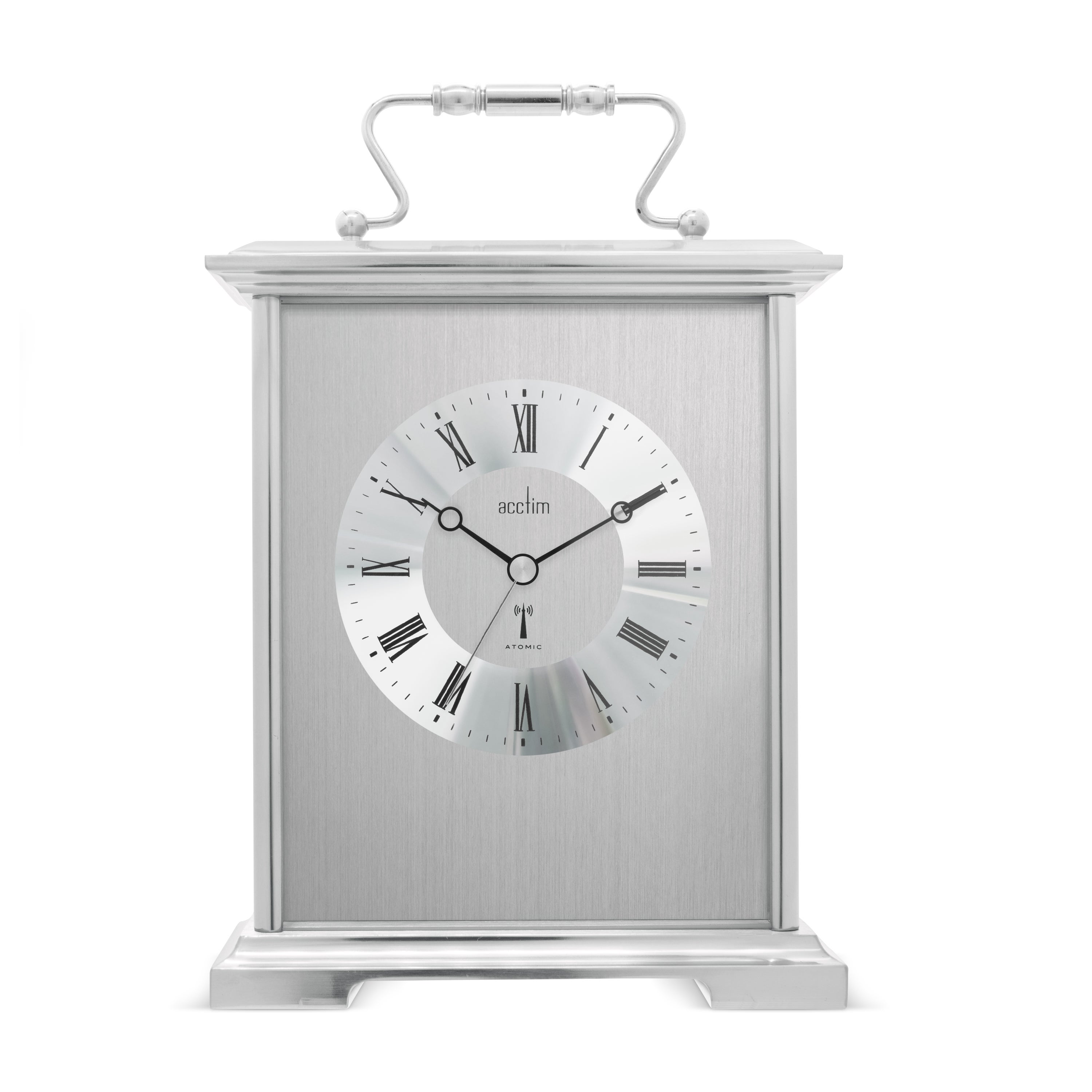 Image of Acctim Althorp Mantel Clock Quartz Polished Metal Carriage Clock Silver