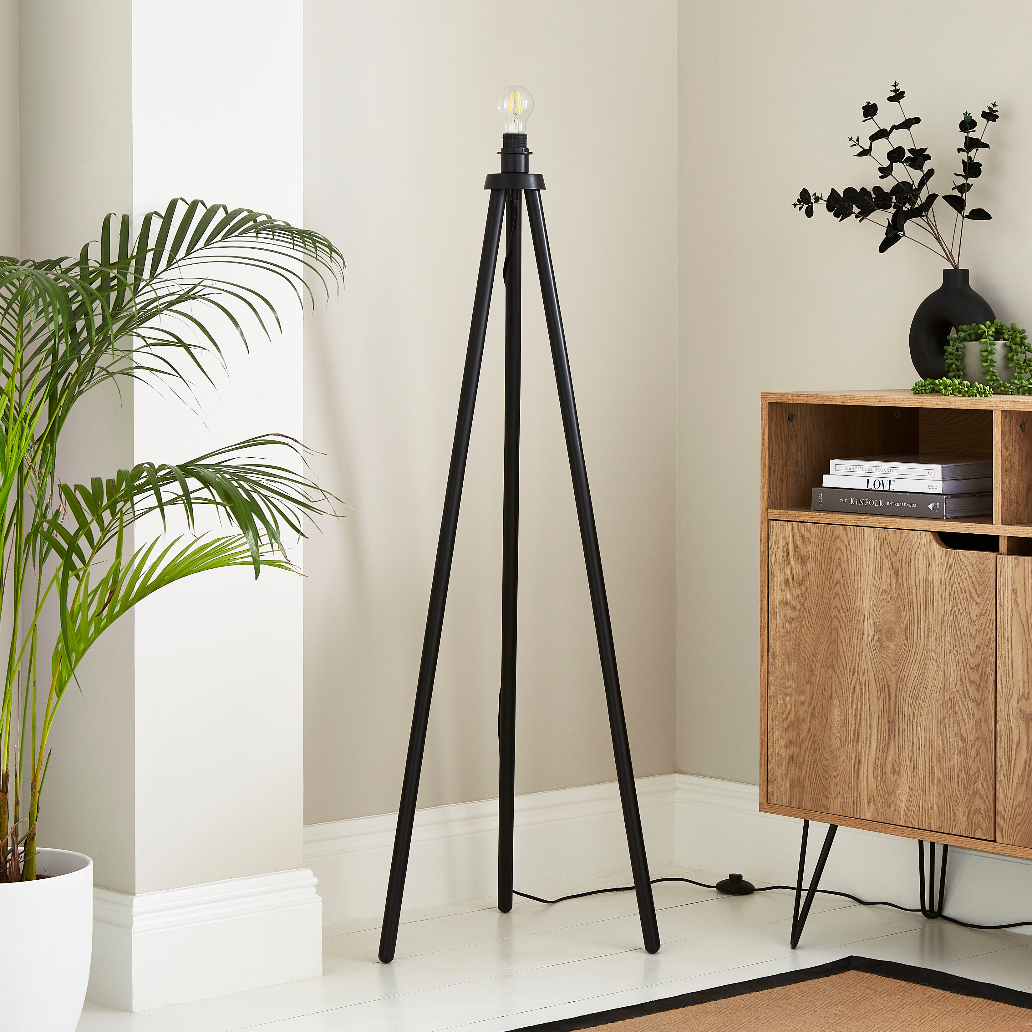 Ambra Wooden Tripod Floor Lamp Base Natural