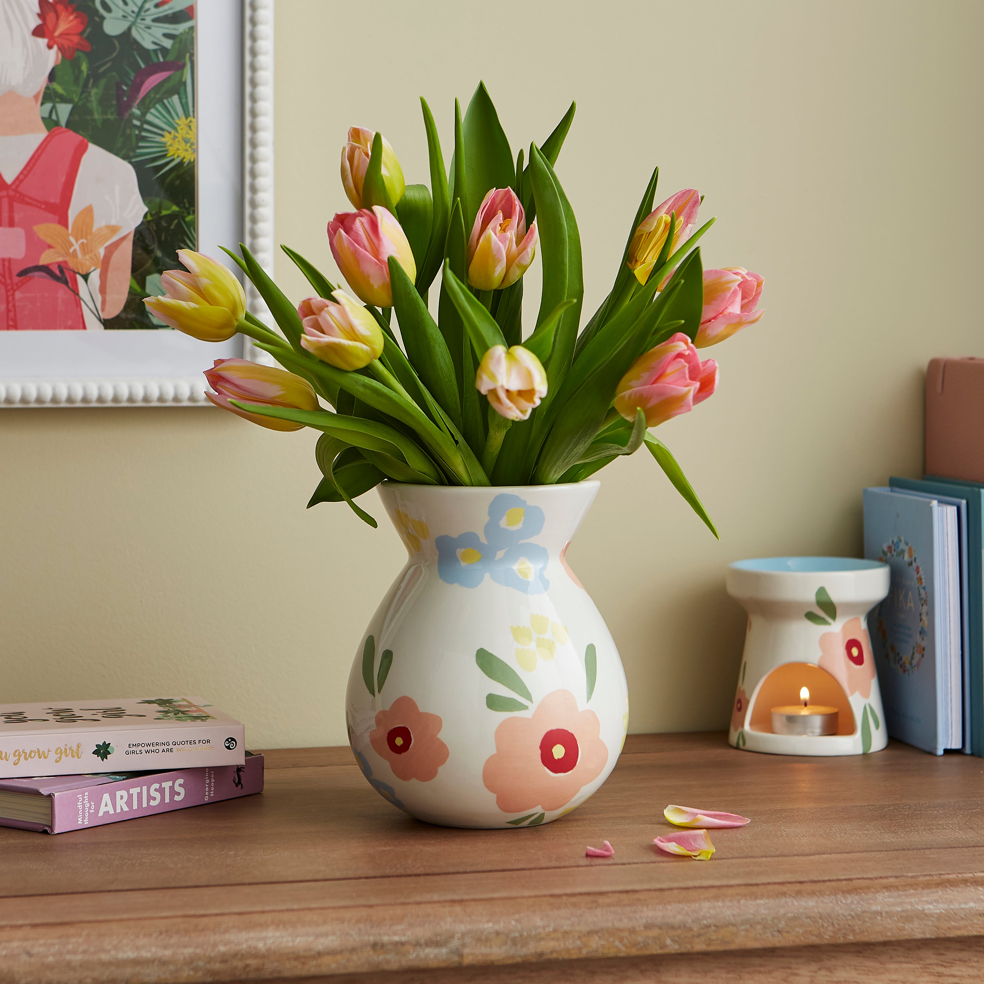 Ceramic Floral Bud Vase Multicoloured