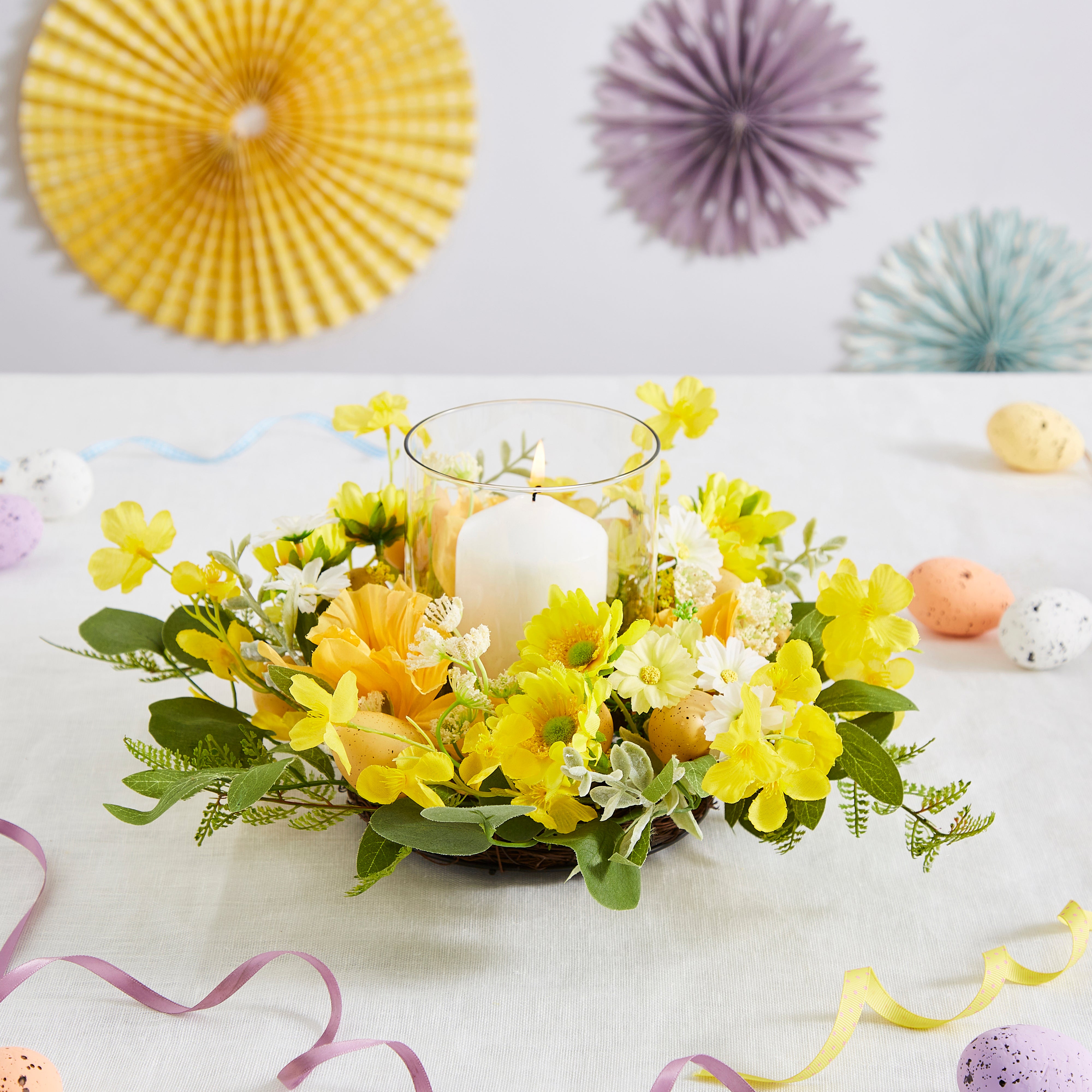 Artificial Daffodil Easter Candle Holder