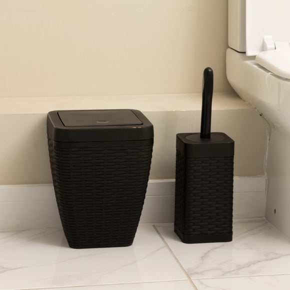 Black toilet online brush set