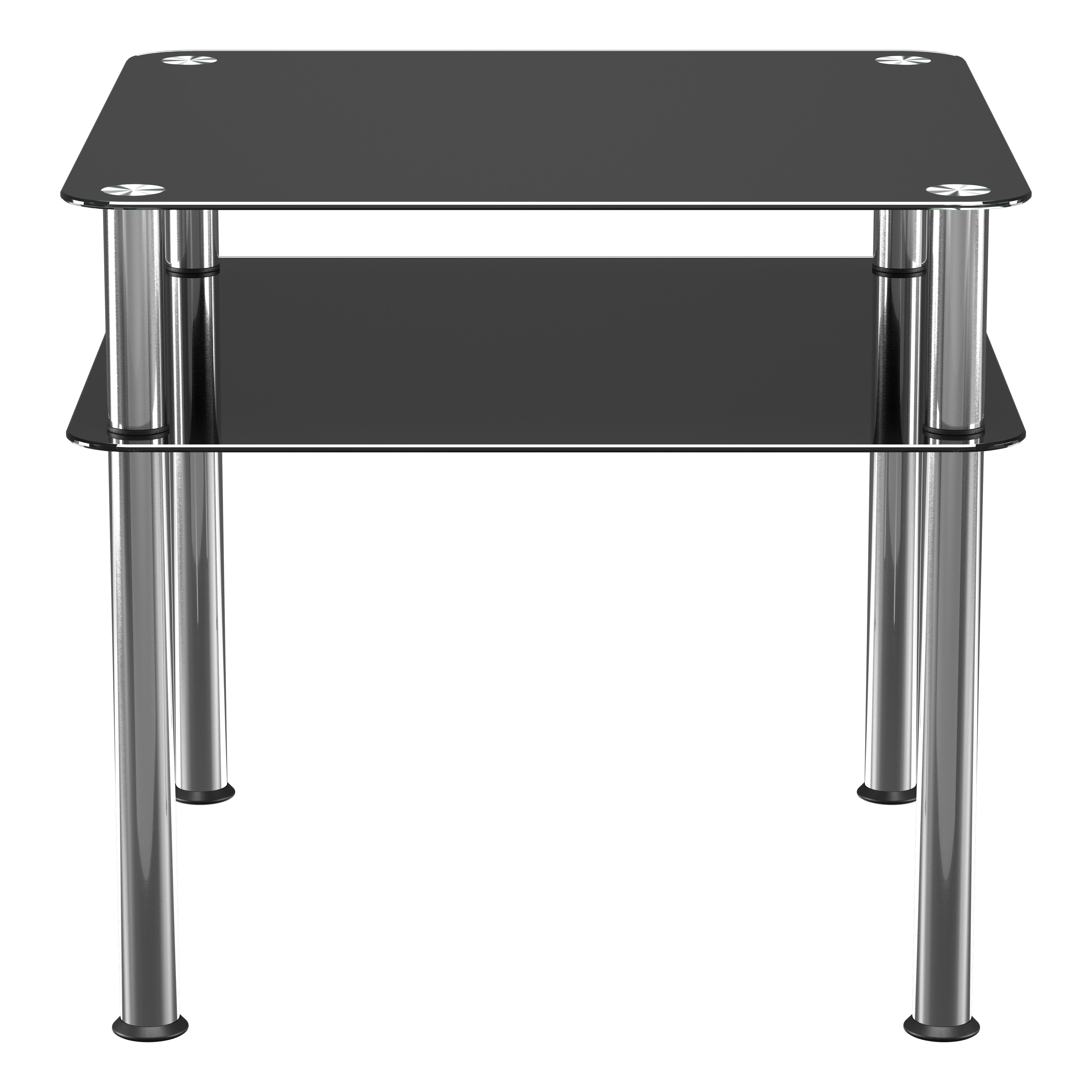 Avf Side Coffee Table Black Glass With Chrome Legs Black
