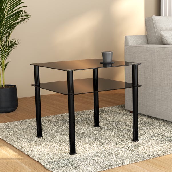 AVF Side Coffee Table, Black Glass with Black Legs image 1 of 4
