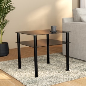 AVF Side Coffee Table, Black Glass with Black Legs