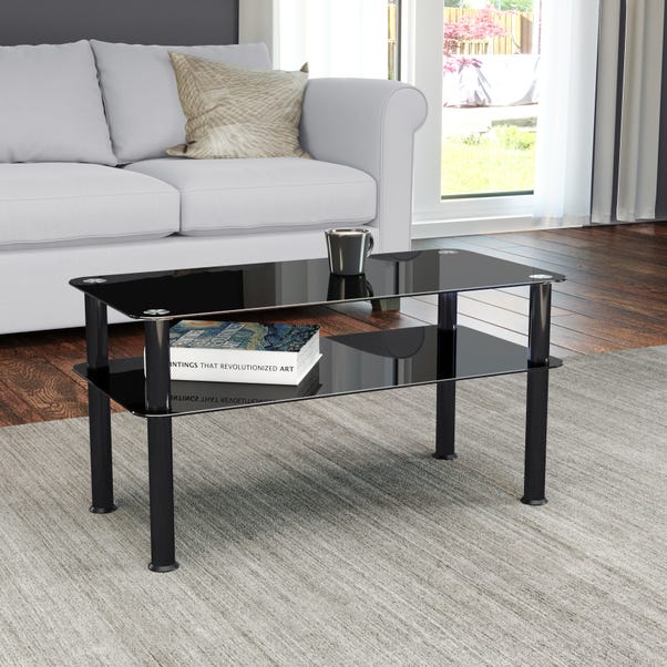 AVF Small Coffee Table, Black Glass with Black Legs image 1 of 5
