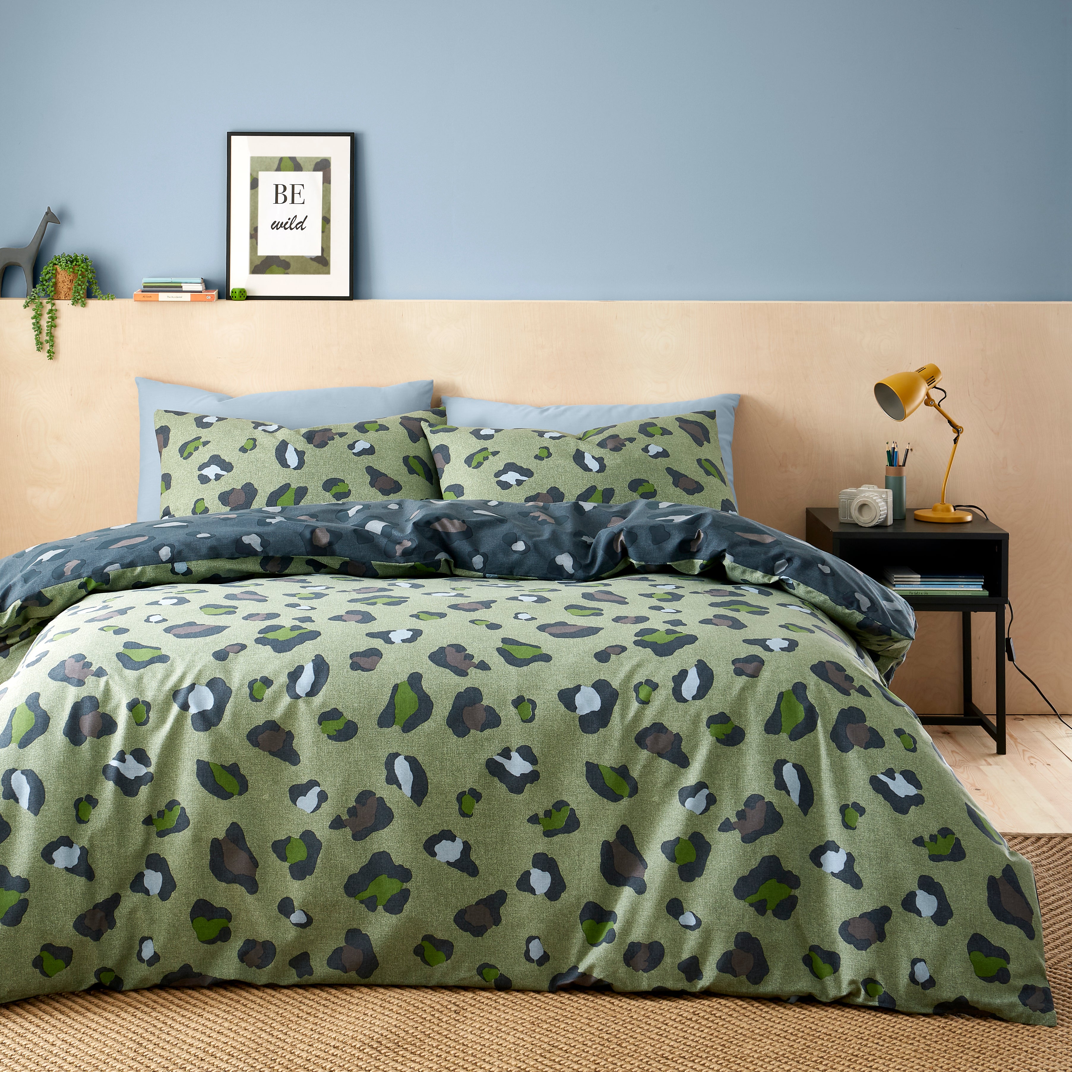 Leopard Duvet Cover And Pillowcase Set Khaki Green