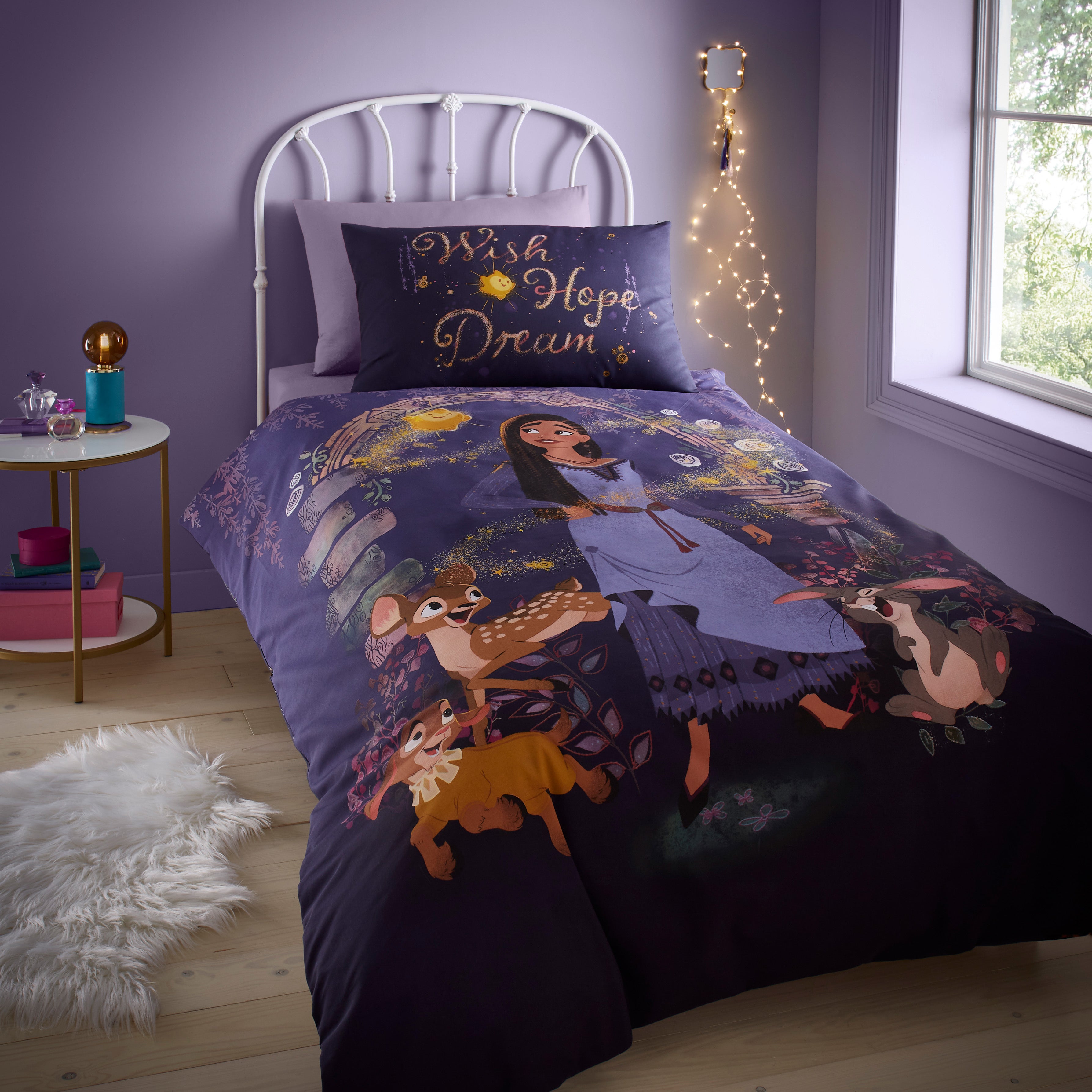 Disney Wish Duvet Cover Pillowcase Set Purple
