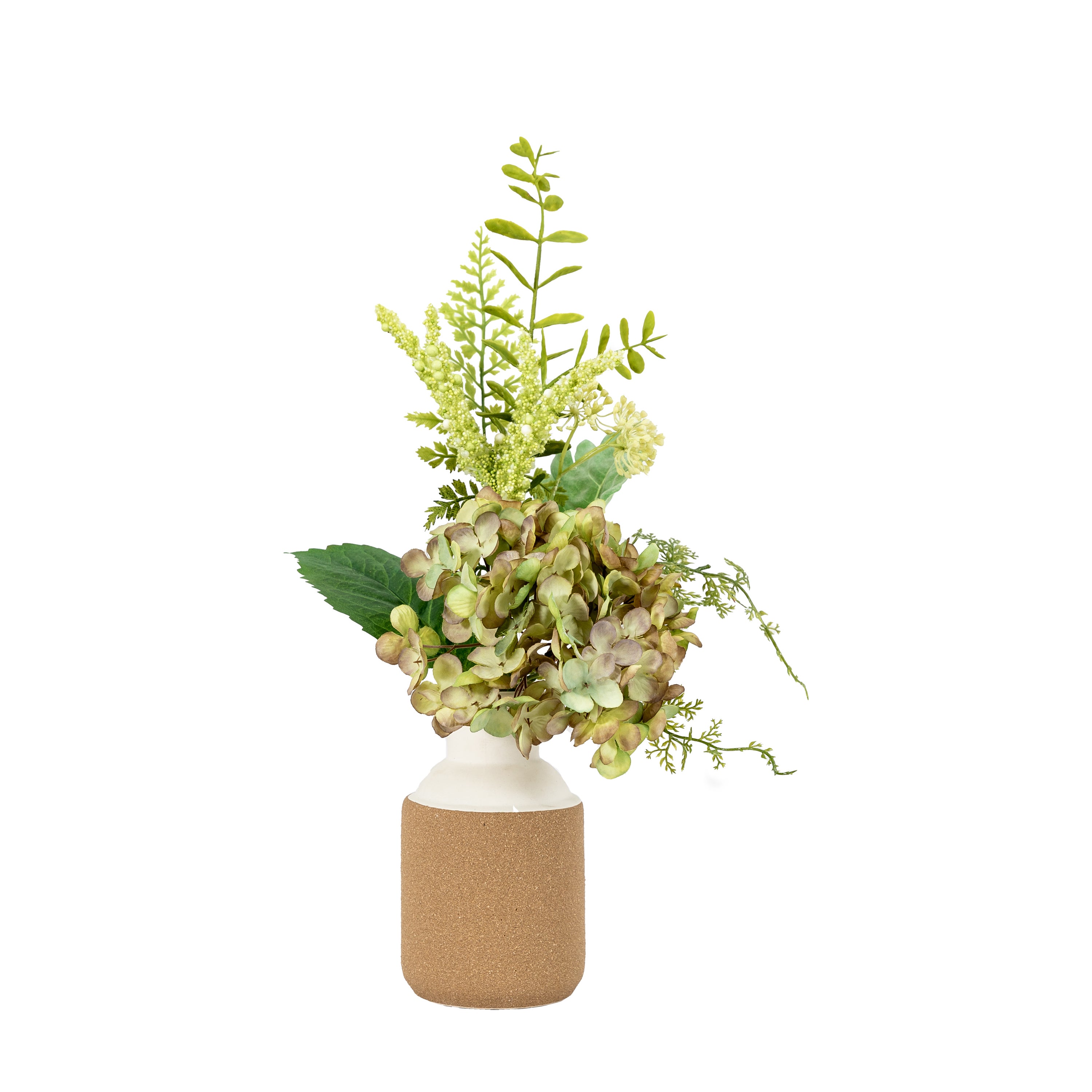 Cleve Vase With Hydrangea Arrangement Green