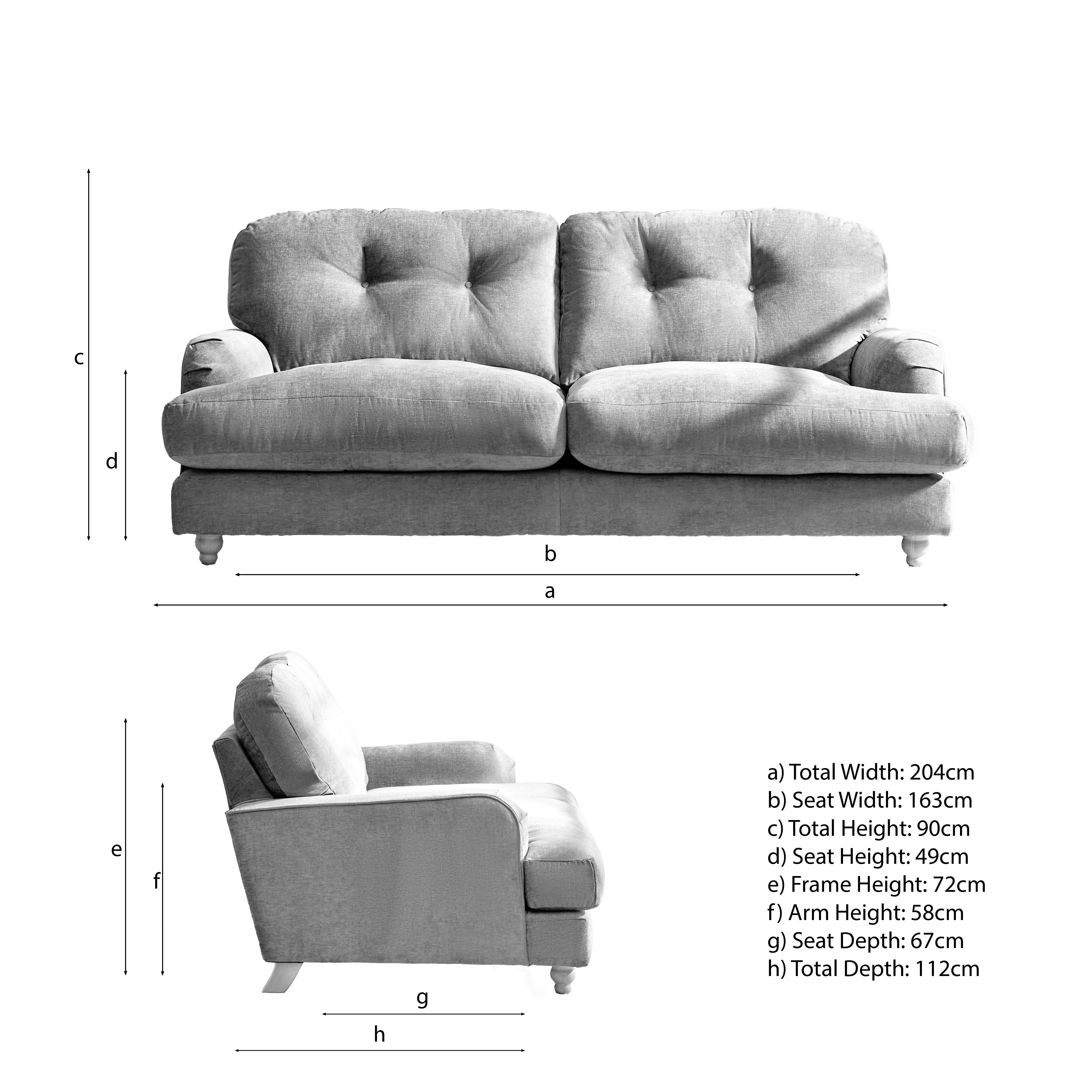 Martha Faux Linen 3 Seater Sofa Natural | Dunelm