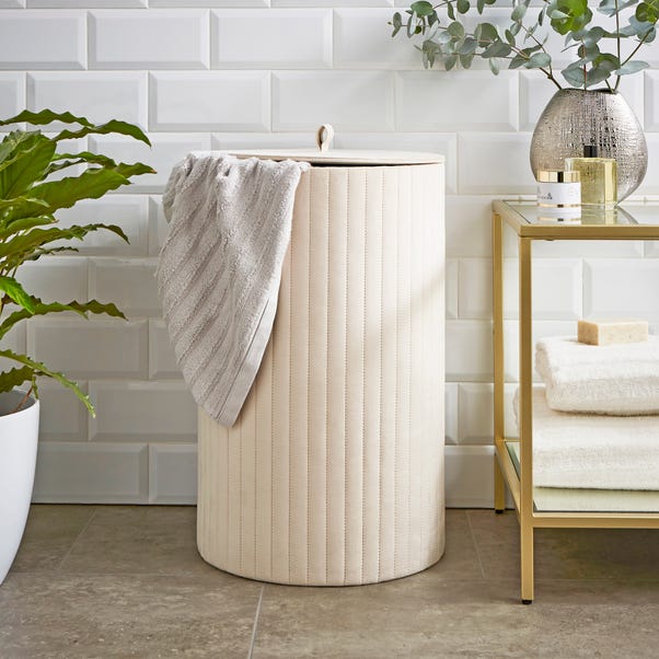 Modern Luxe Ribbed Laundry Basket image 1 of 3