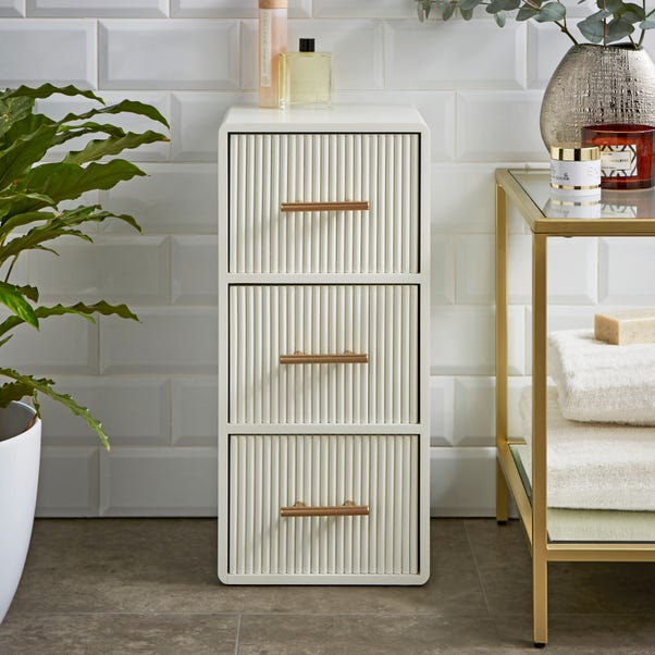 Modern Luxe Ribbed 3 Drawer Unit, Natural image 1 of 3