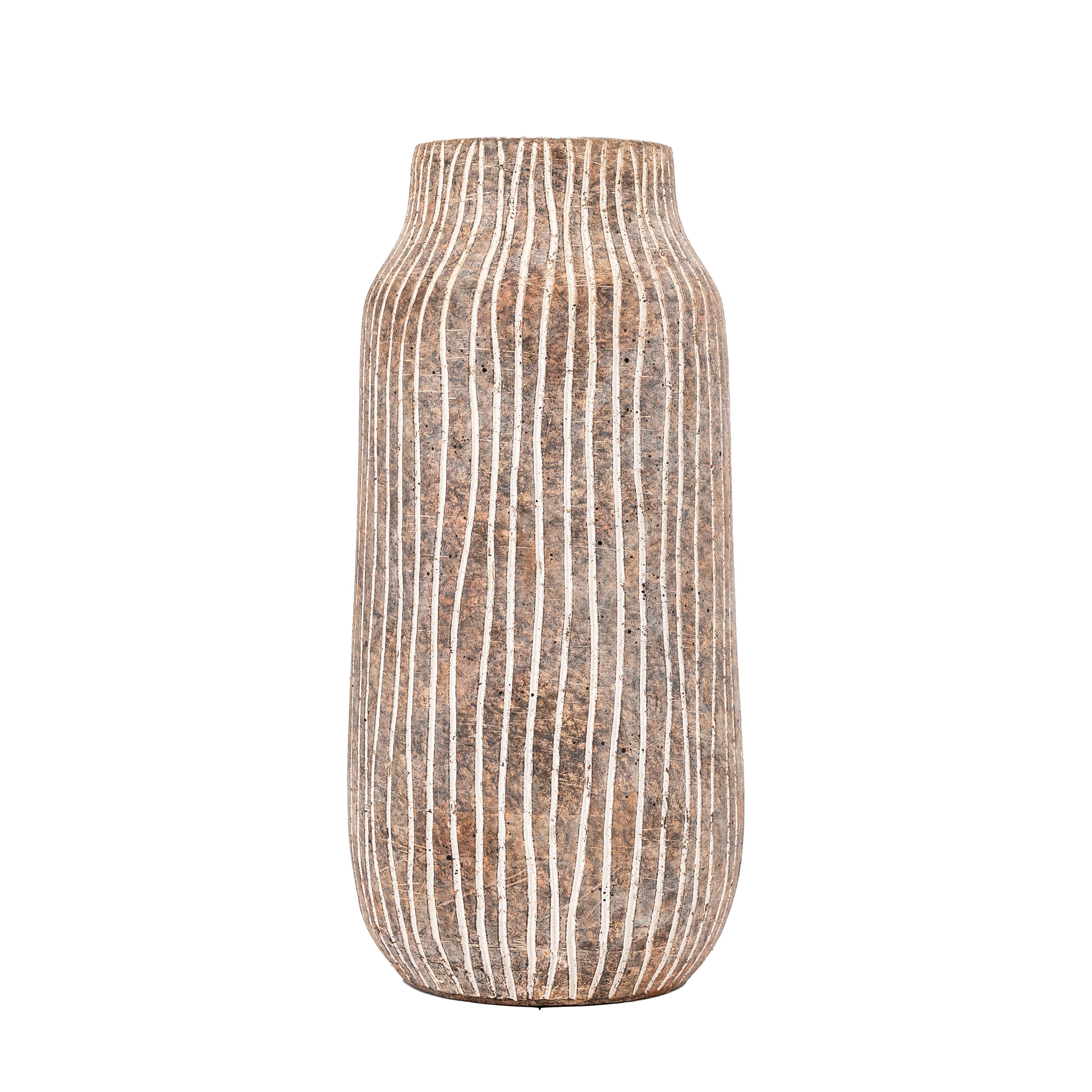 Belnie Striped White Ceramic Vase White