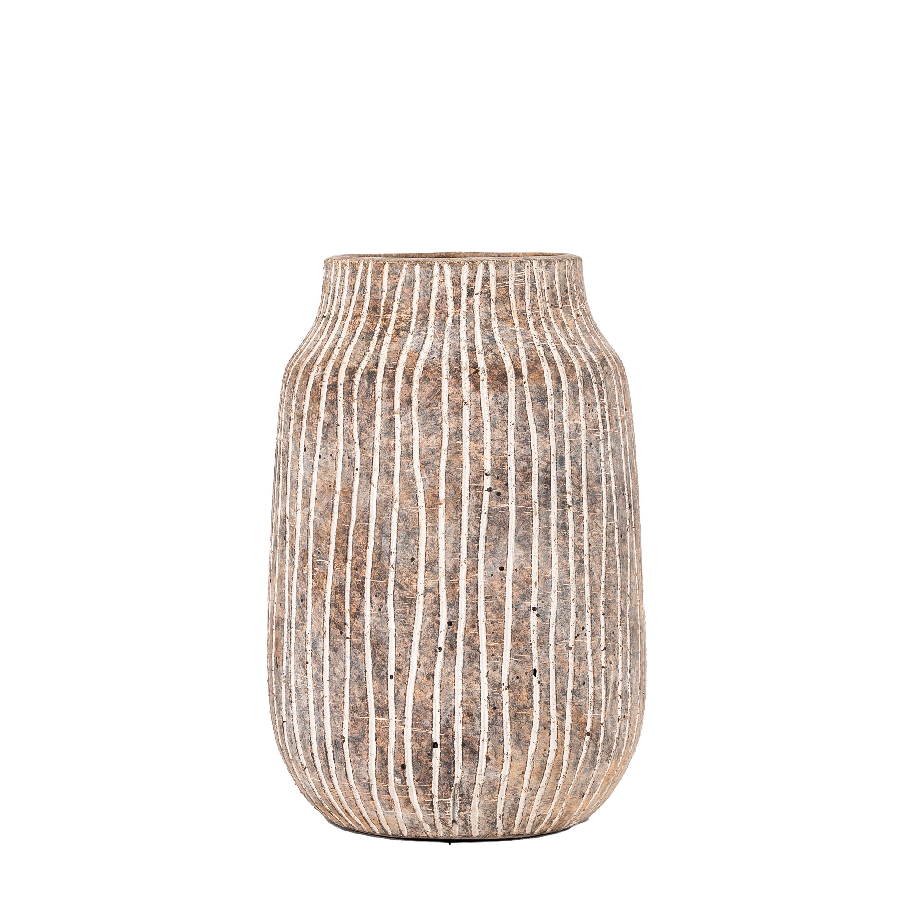 Belnie Striped White Ceramic Vase Off White