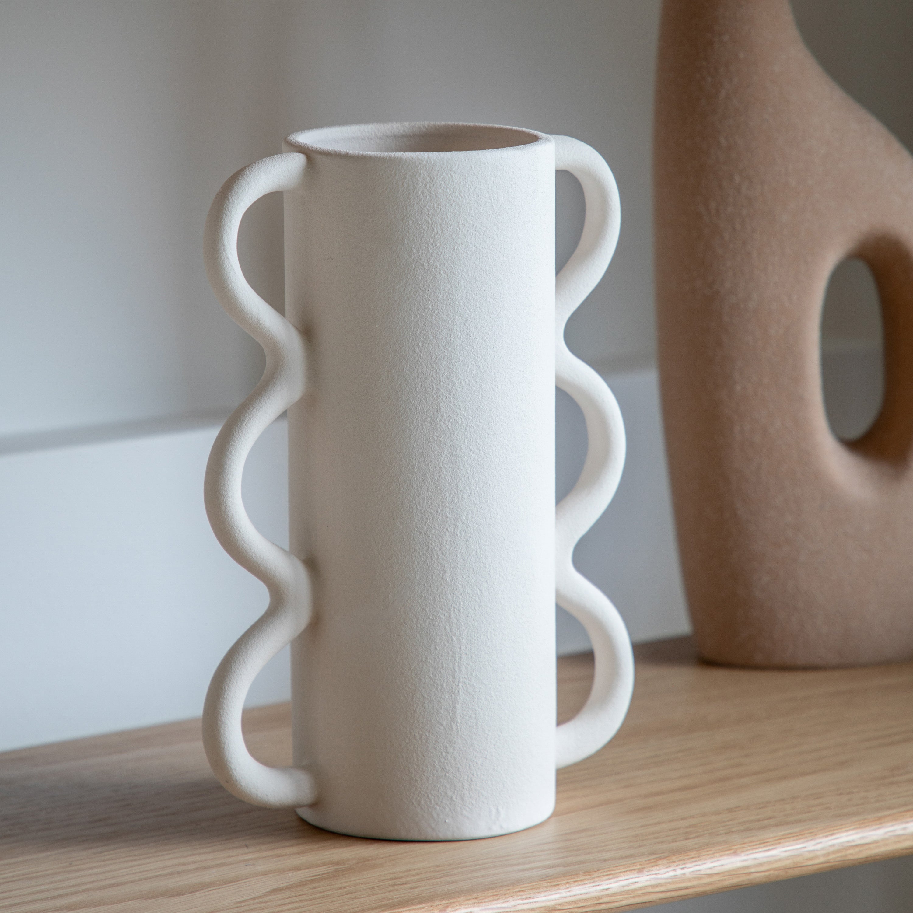 Toft Abstract Handled Stoneware Vase White