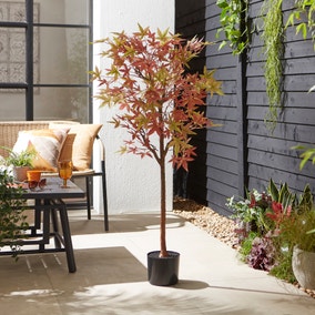 Artificial Acer Indoor Outdoor Tree in Black Plant Pot