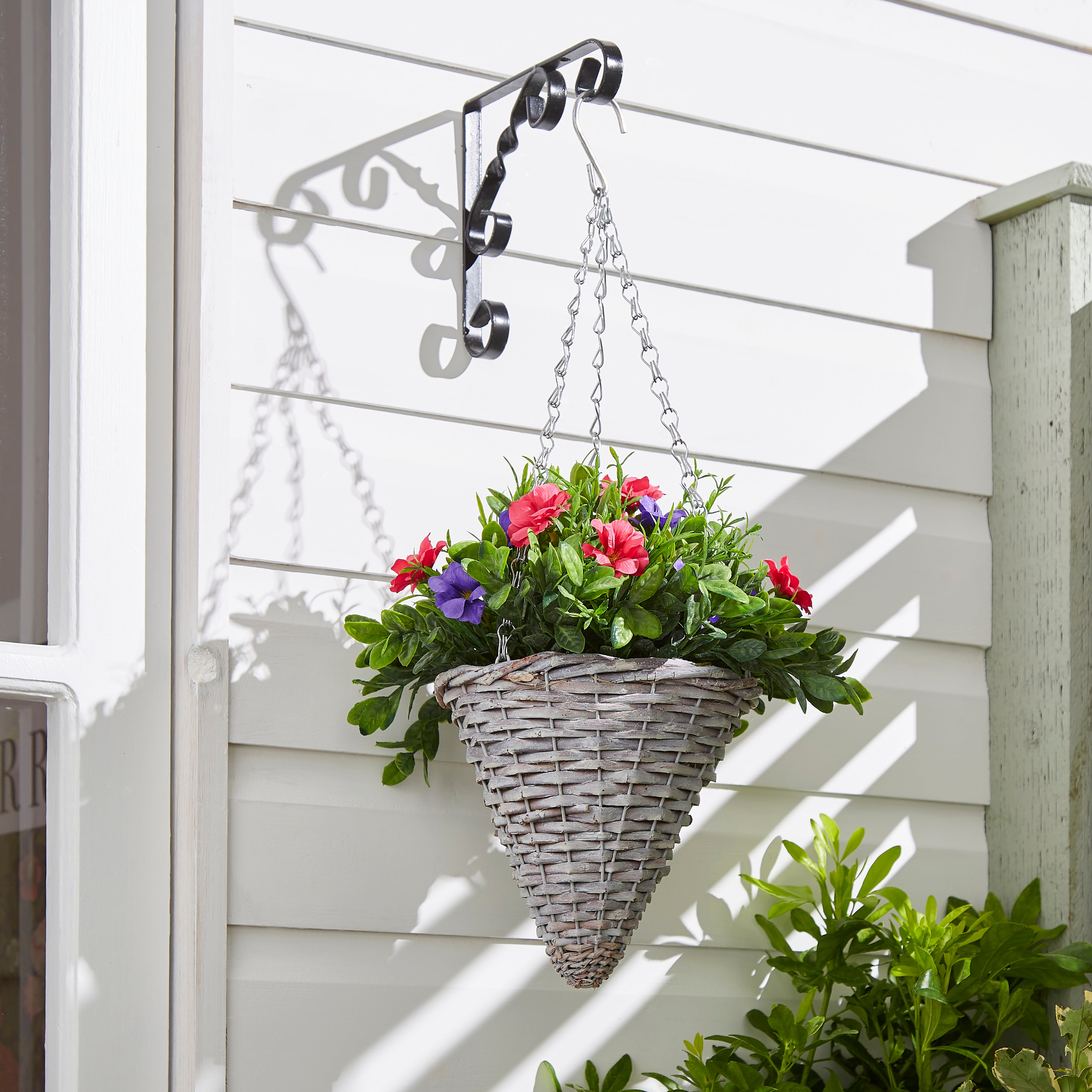 Image of Artificial Petunia Plant in Hanging Basket Green