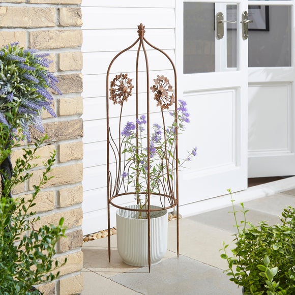 Click to view product details and reviews for Rusted Iron Hydrangea Obelisk Plant Support.