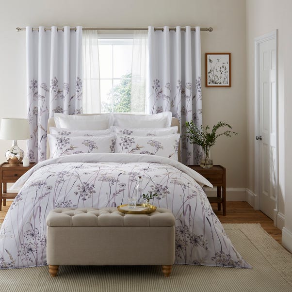 Dorma Purity Meadow Mauve 100% Cotton Duvet Cover & Pillowcase Set image 1 of 6