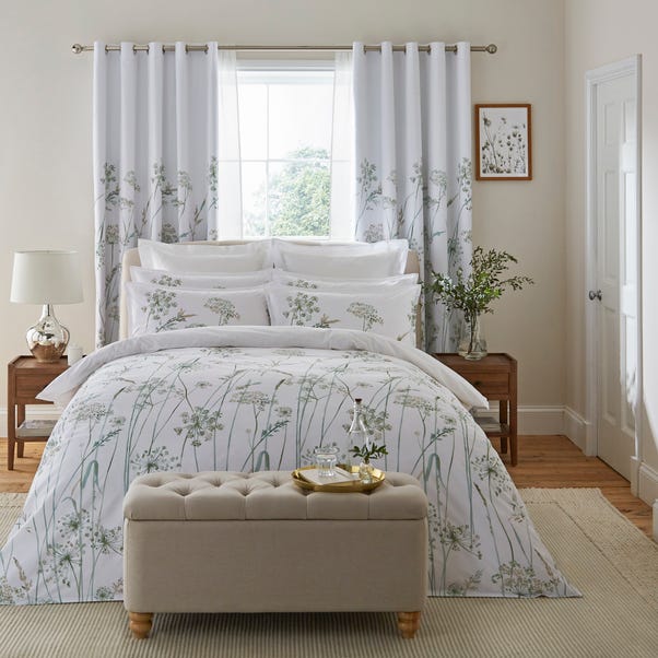 Dorma Purity Meadow Powder Green 100% Cotton Duvet Cover & Pillowcase Set image 1 of 6