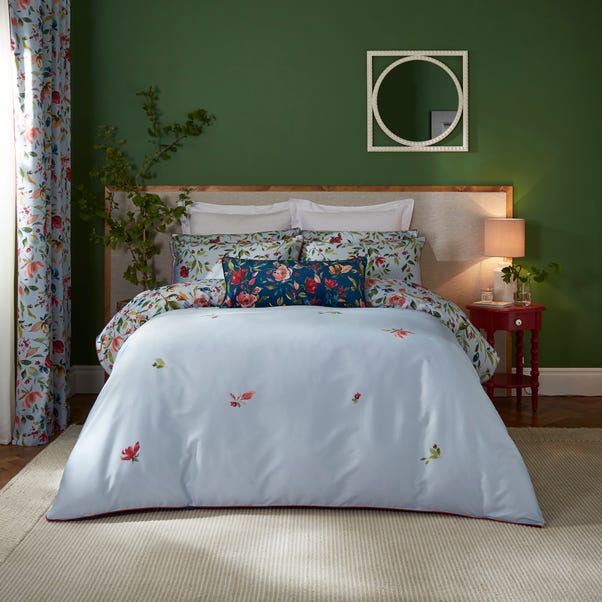 Dorma Modern Romance Vintage Blue 100% Cotton Duvet Cover & Pillowcase Set image 1 of 6