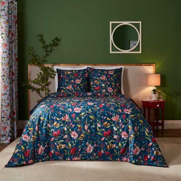 Dorma Modern Romance Vintage Blue 100% Cotton Bedspread image 1 of 4
