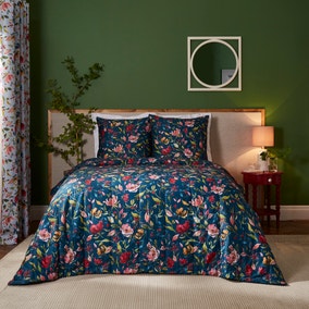 Dorma Modern Romance Vintage Blue 100% Cotton Bedspread