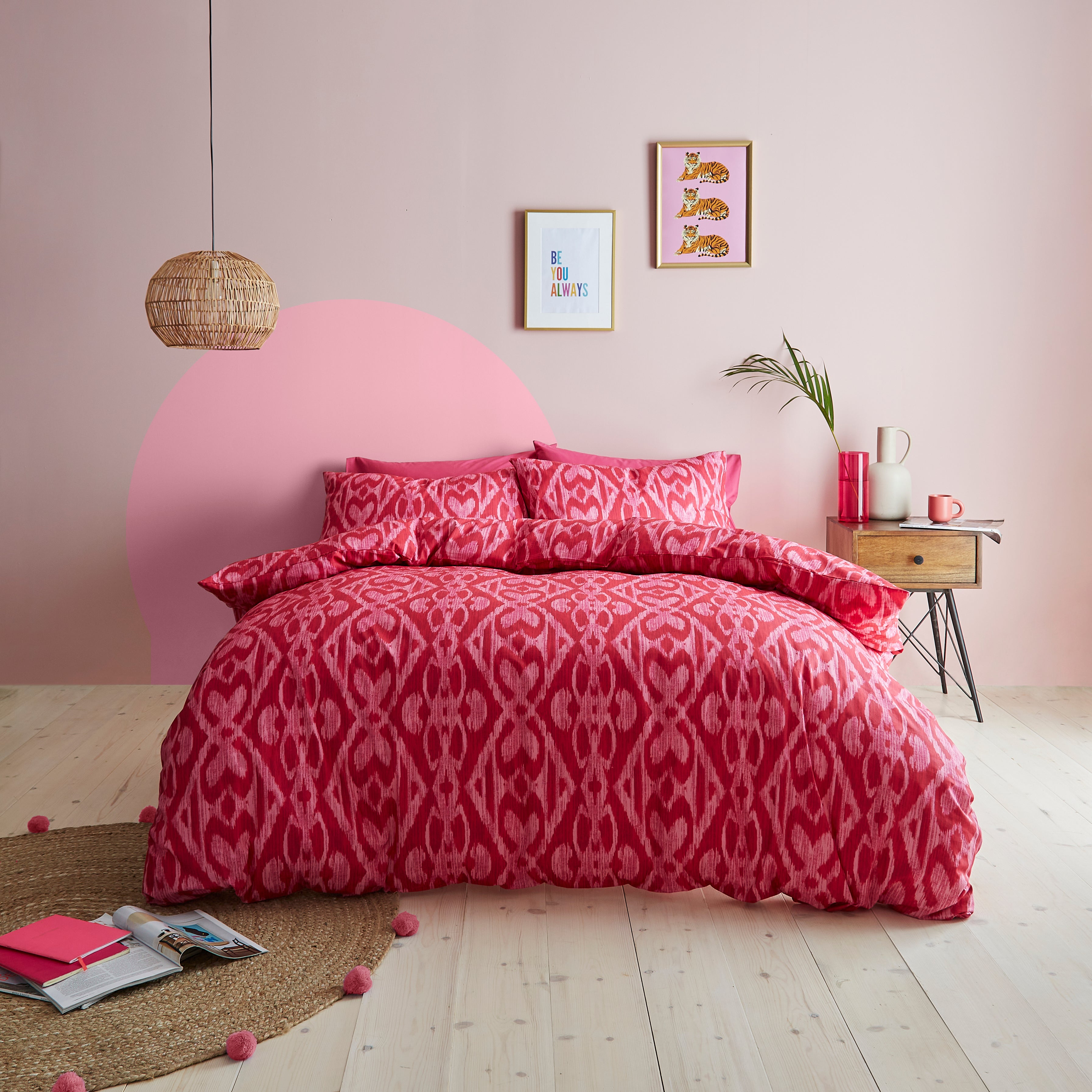 Corie Ikat Duvet Cover Set Pink