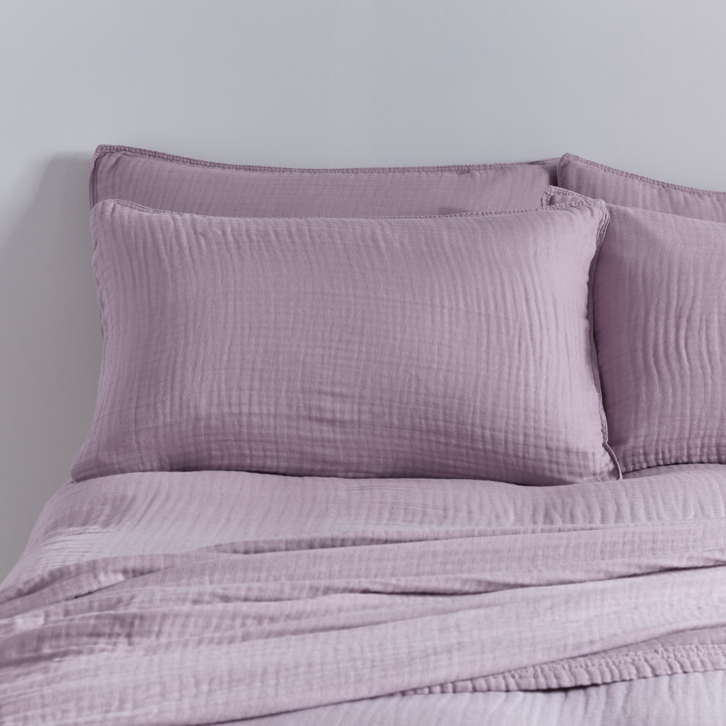 Cotton Muslin Standard Pillowcases Mauve