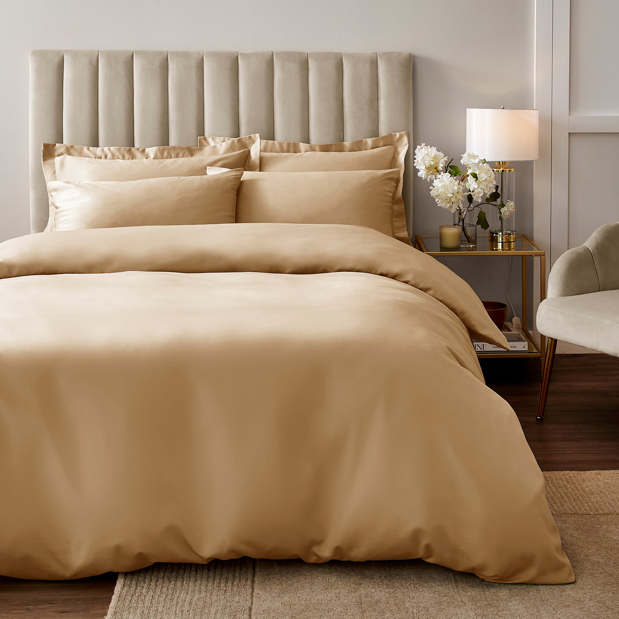 Soft Silky Duvet Cover And Pillowcase Set Gold