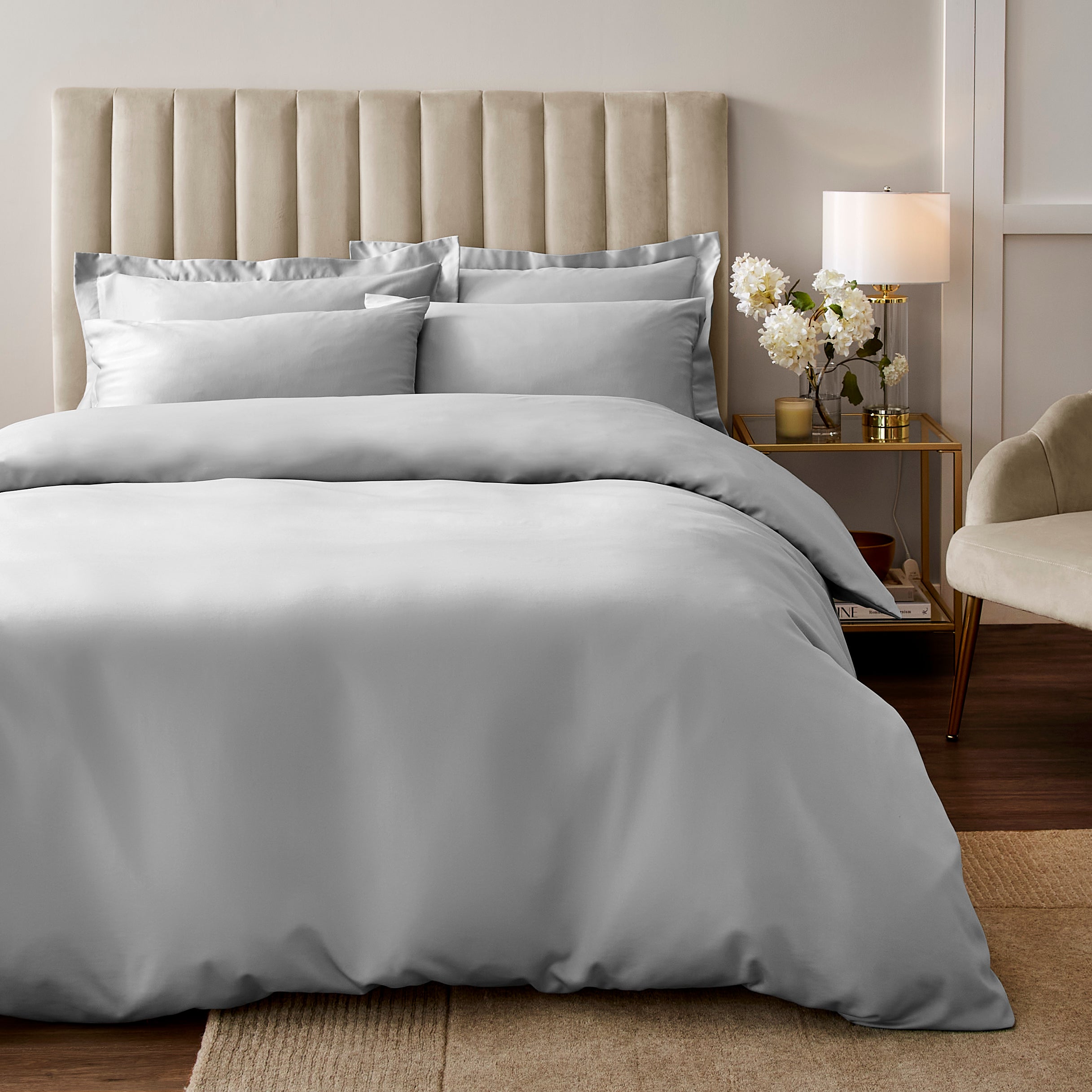 Soft Silky Duvet Cover And Pillowcase Set Silver