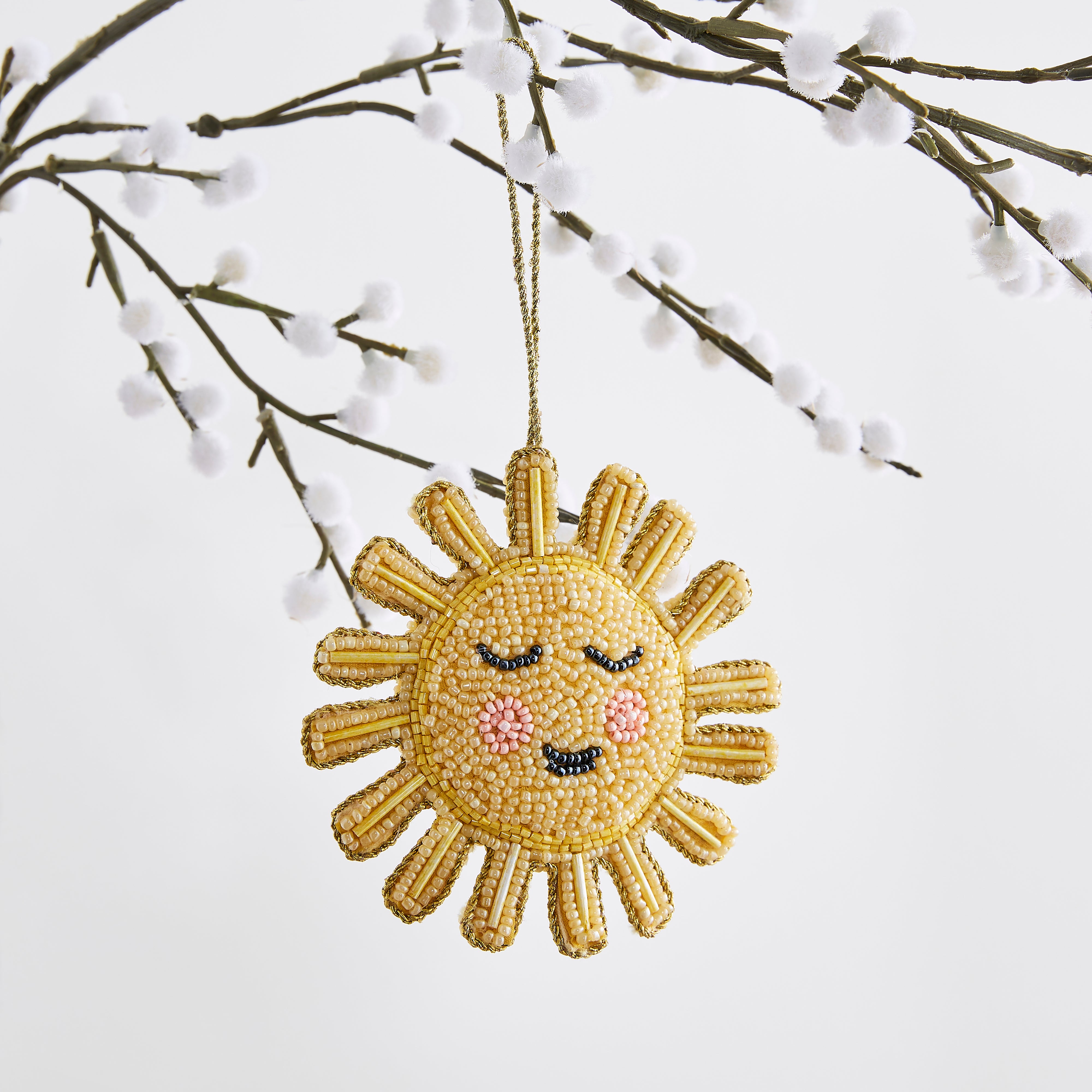 Gold Sun Beaded Ornament Yellow