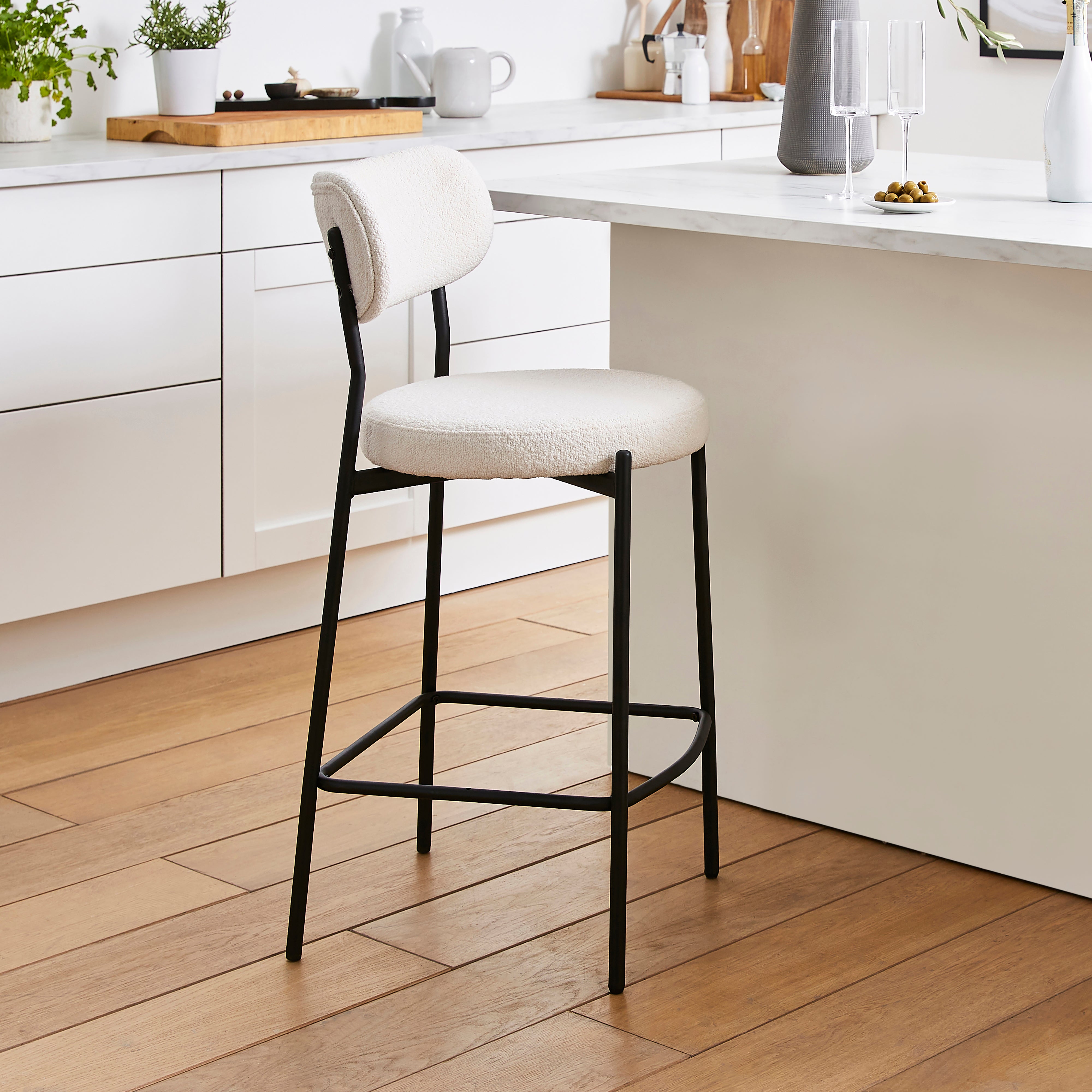 Laine Boucle Bar Stool Boucle Ivory