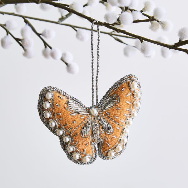 Embroidered Peach Butterfly Hanging Decoration image 1 of 3