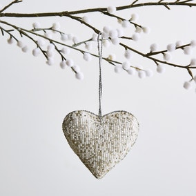 Embroidered Heart Hanging Decoration