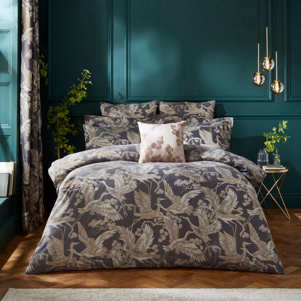 Dorma Gilded Crane 100% Cotton Duvet Cover & Pillowcase Set image 1 of 3