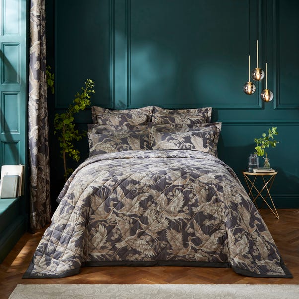 Dorma Gilded Crane Charcoal Bedspread image 1 of 2