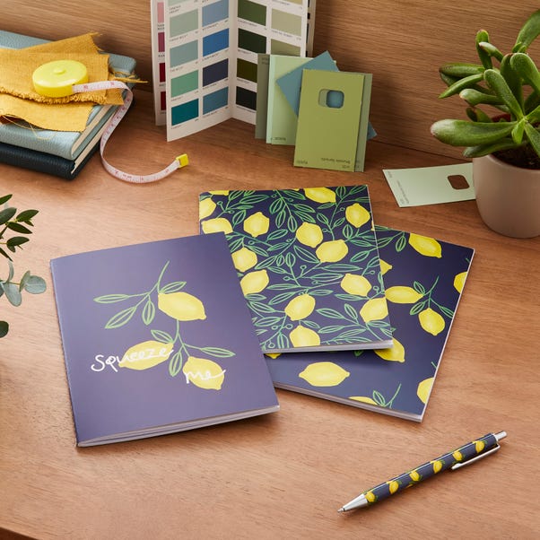 Pack of 3 Lemon Squeeze Me A5 Notebooks image 1 of 4
