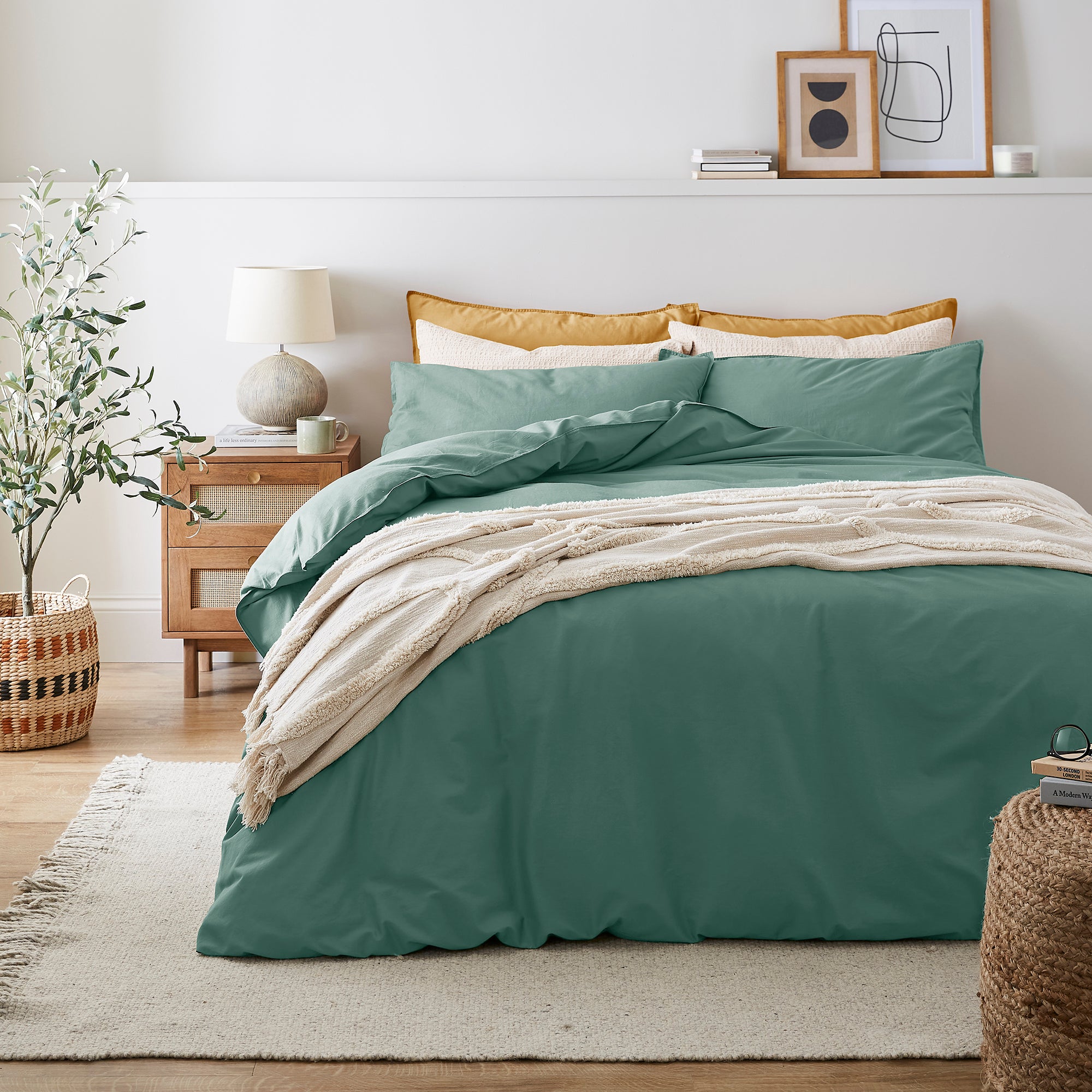 Soft Washed Recycled Cotton Duvet Cover and Pillowcase Set Mineral