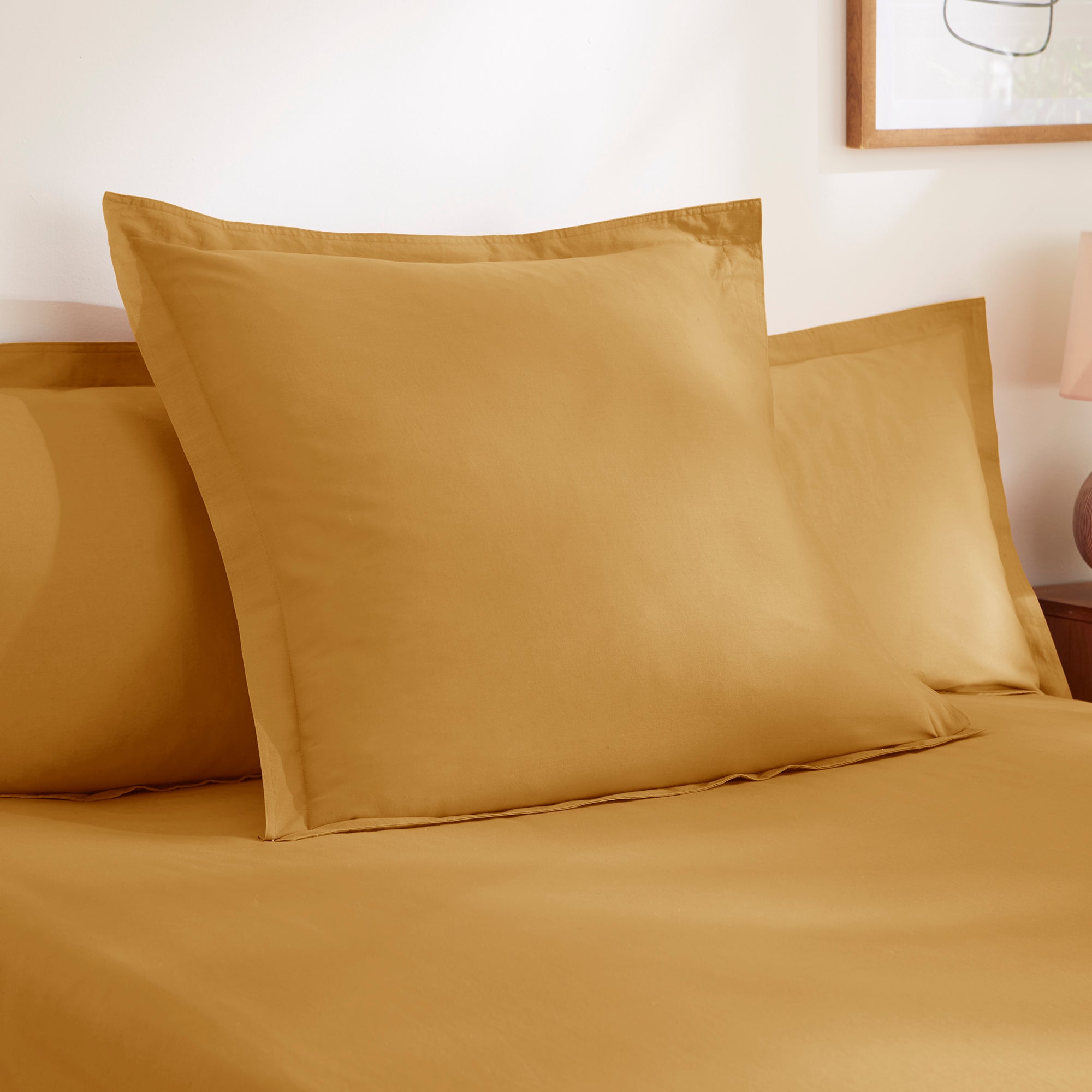 Soft Washed Recycled Cotton Continental Pillowcase Amber Gold