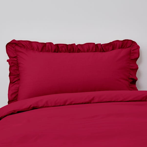 Non Iron Plain Dye Magenta Frilled Pillowcase image 1 of 1