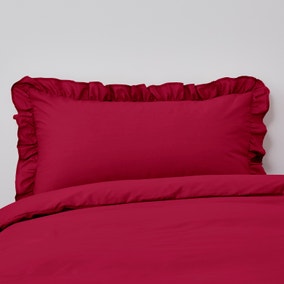Non Iron Plain Dye Magenta Frilled Pillowcase