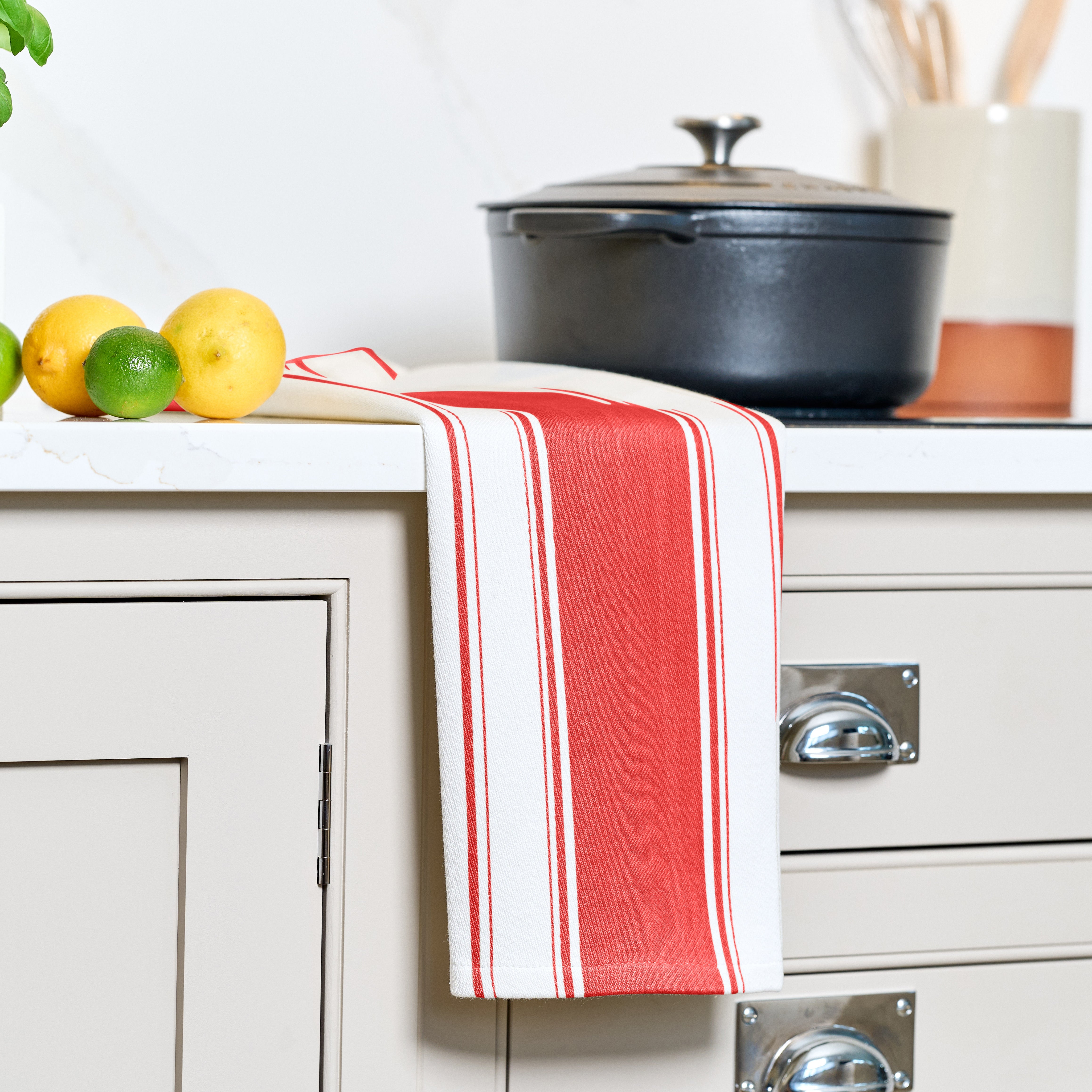 Dexam Set Of 2 Love Colour Striped Tea Towels Red
