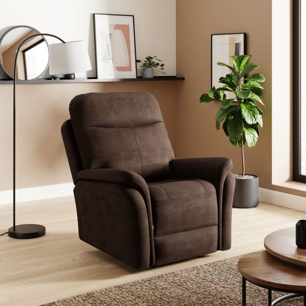 Monte Faux Suede Power Recliner Armchair image 1 of 8