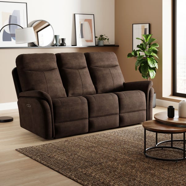 Monte Faux Suede Power Recliner 3 Seater Sofa image 1 of 9