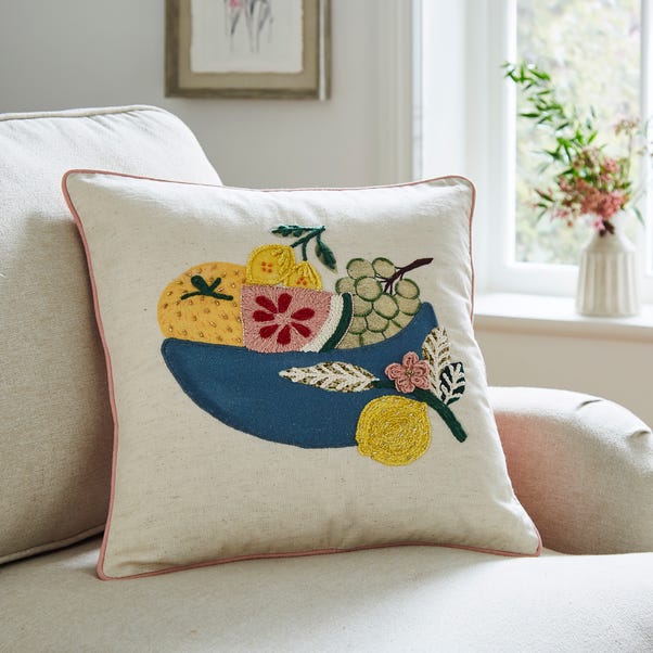 Fruit Bowl Embroidered Cushion, 43x43 image 1 of 6