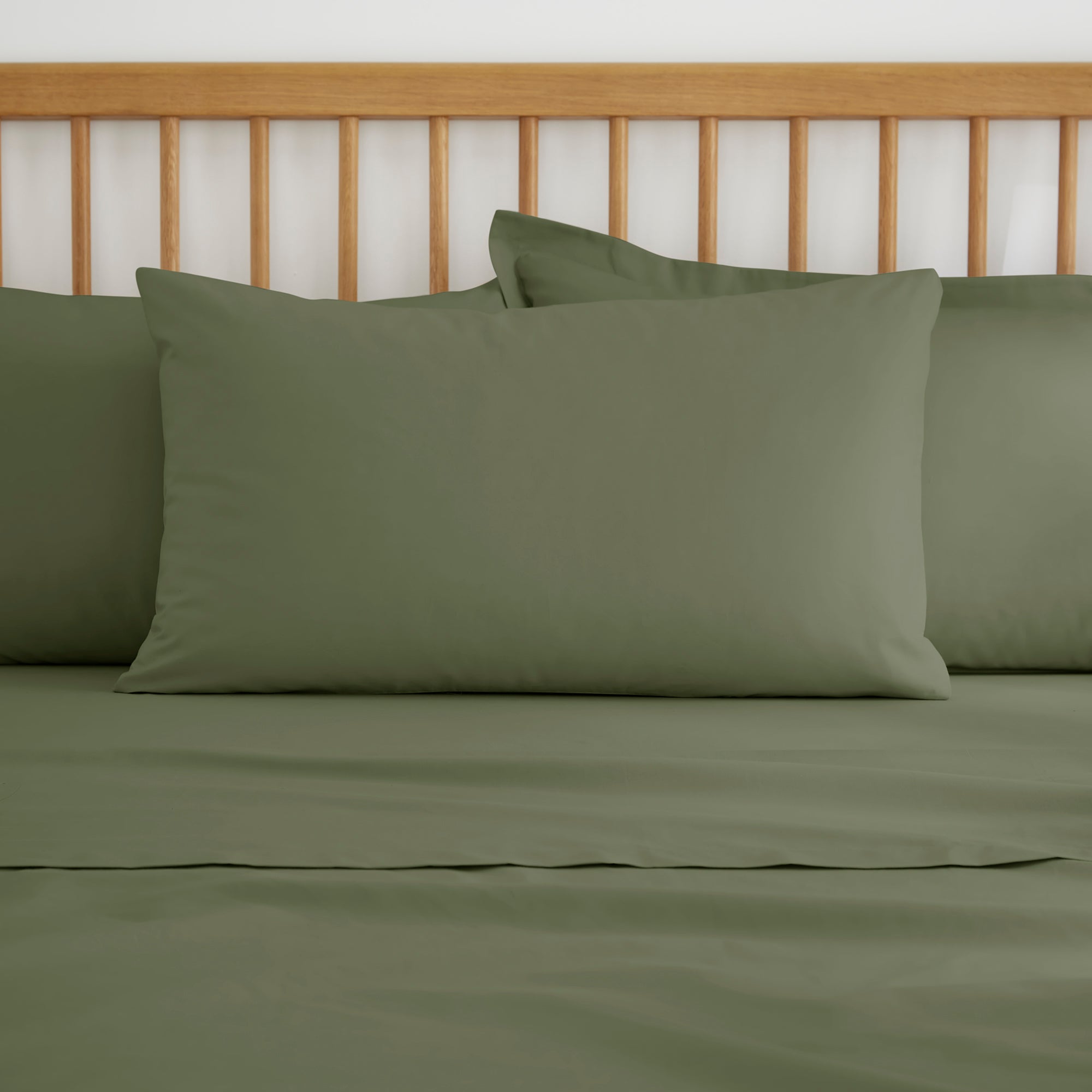 Pure Cotton Plain Dye Standard Pillowcase Pair Olive