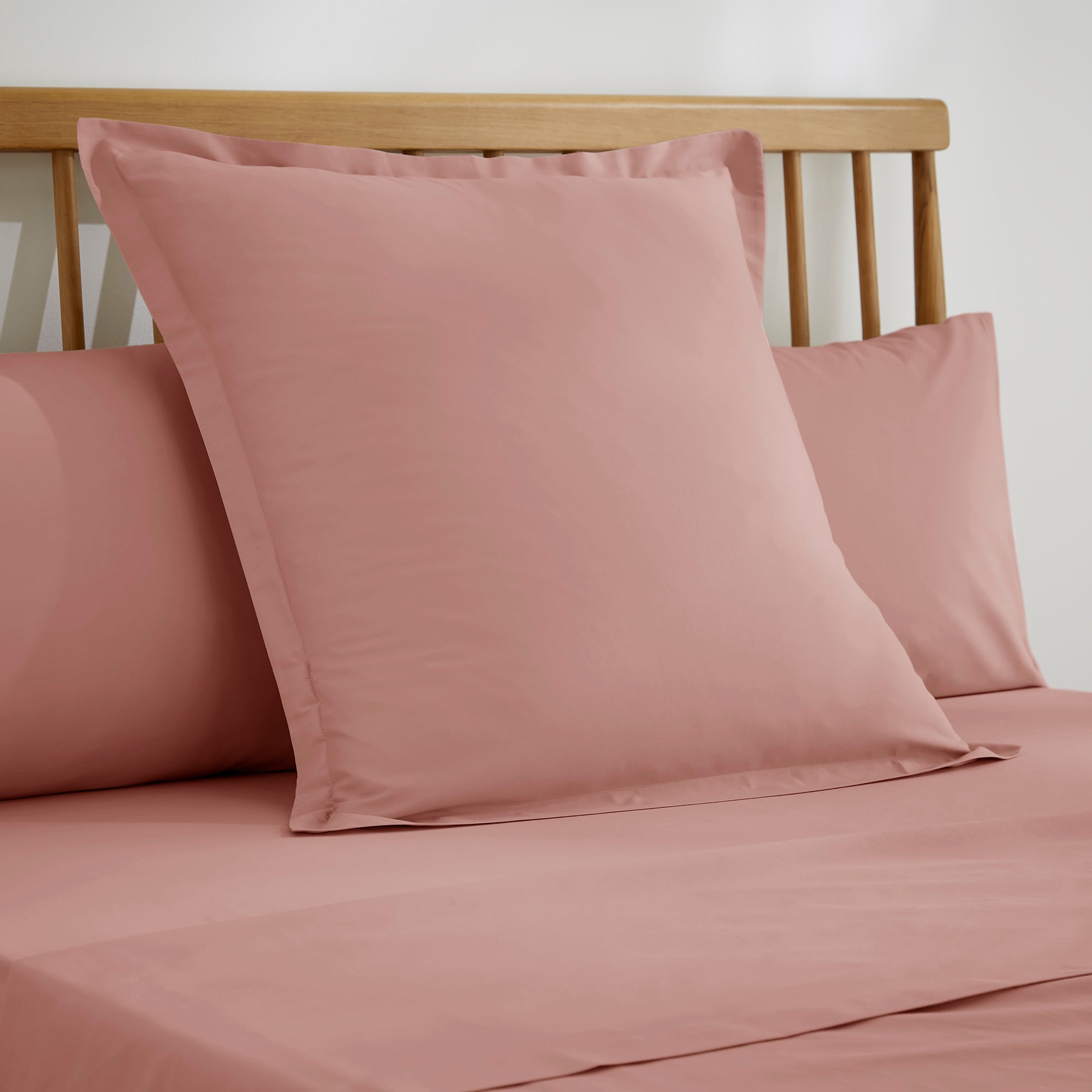 Pure Cotton Plain Dye Continental Square Pillowcase Dusty Pink