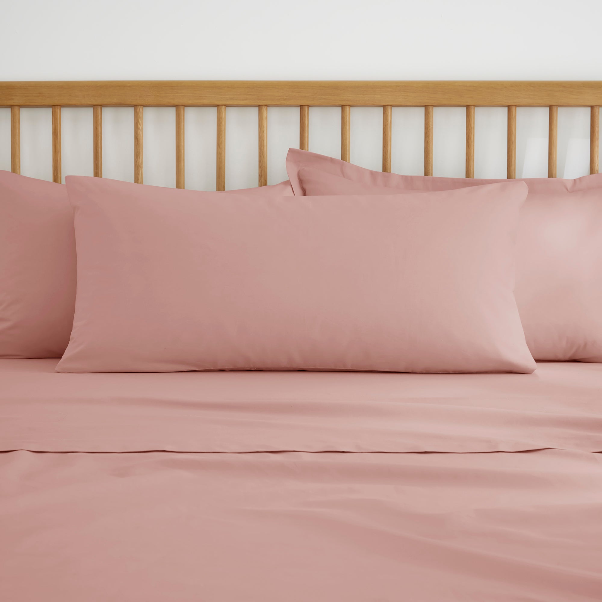 Pure Cotton Plain Dye Bolster Pillowcase Dusty Pink