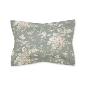 Annella Grey Floral Cotton Oxford Pillowcase